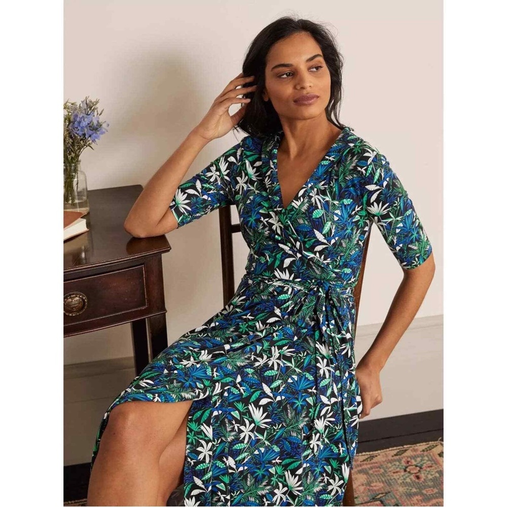 Boden Lavinia Women's Size 4 Petite Jersey Wrap Floral Dress